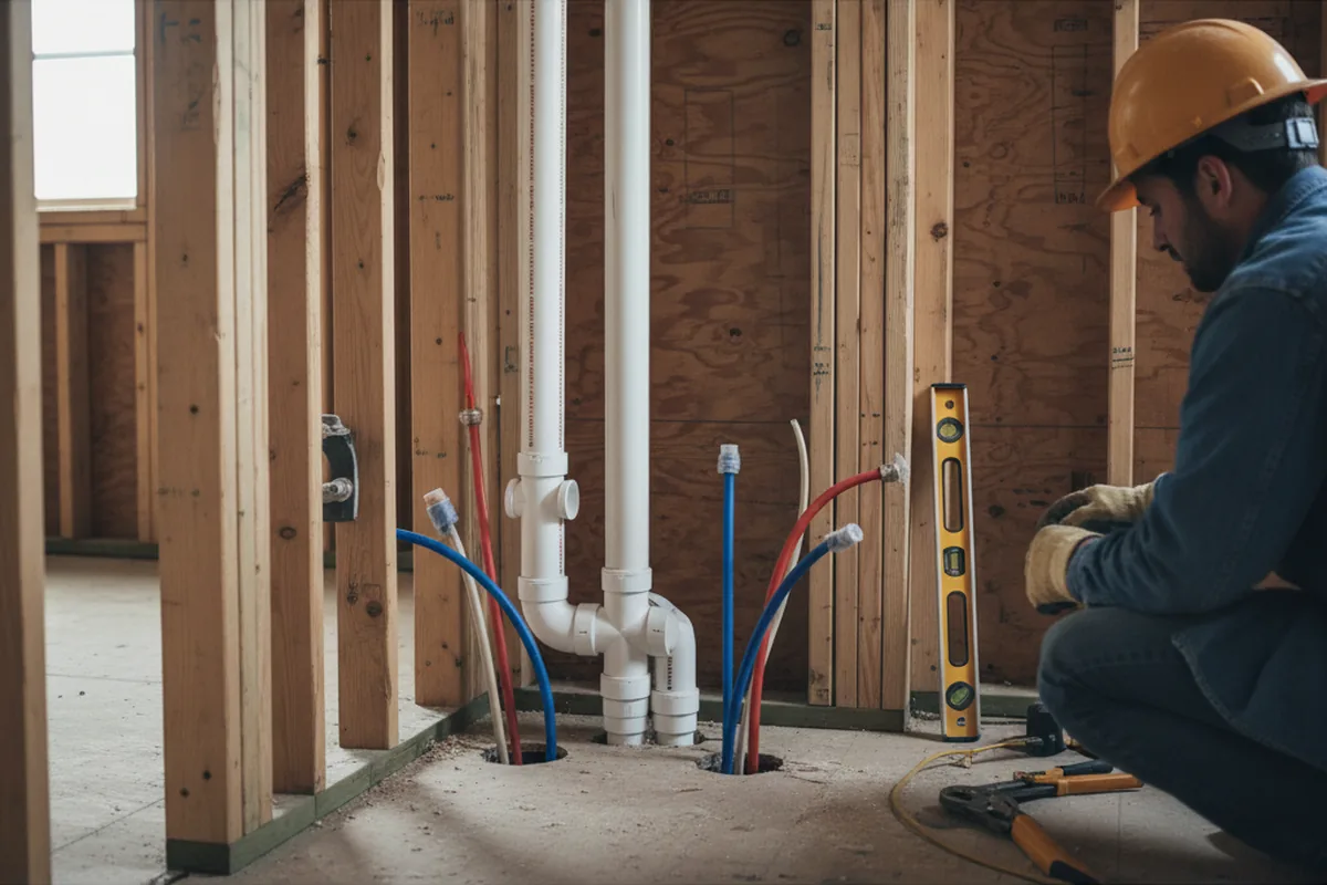 Drain and supply rough-in during Leak Detection in Searcy