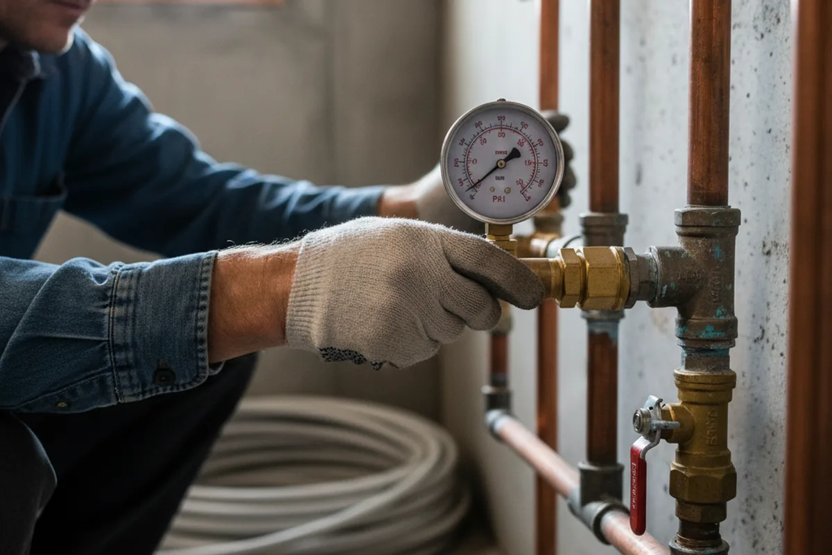 Pressure testing a repaired line during Water Line Repair in Searcy
